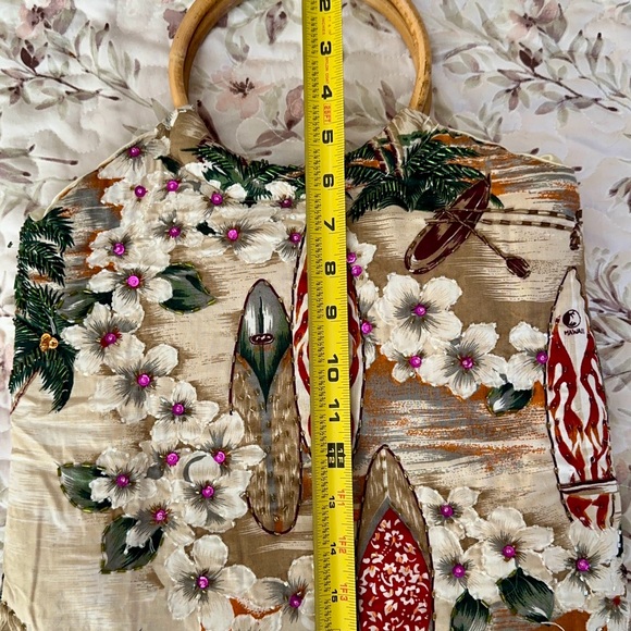 Vintage Baik Baik Honolulu hula purses/bags with bamboo handles Hawaiian Designs - Picture 12 of 14